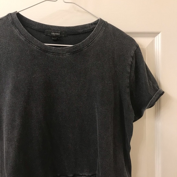 Forever 21 Dark Grey Short-Sleeve T-Shirt Blouse - Picture 4 of 5